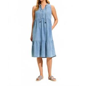 NEW FDJ light denim tier dress in medium wash